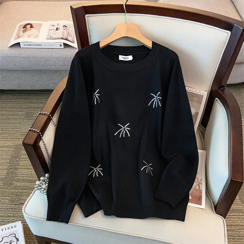 200/ 150kg Plus size women's clothing, loose round neck pullover sweater for plus-size women, chest size 150/160, suitable for 350 pounds, 8048