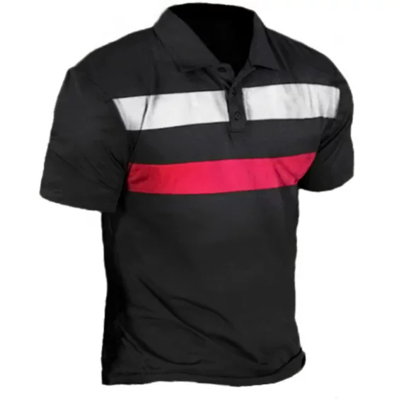 Amazon Independent Site Hot-Selling Color Matching Fashion 3D Printed Summer Loose Casual Short-Sleeved Polo Shirt
