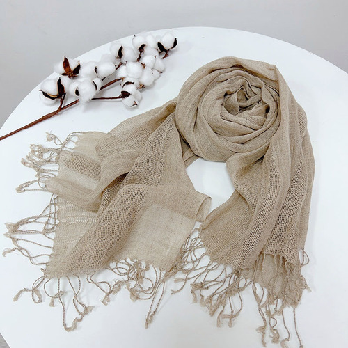 Spring and summer new women's pure linen edge clause rain and dew scarf summer thin versatile breathable shawl tassel scarf