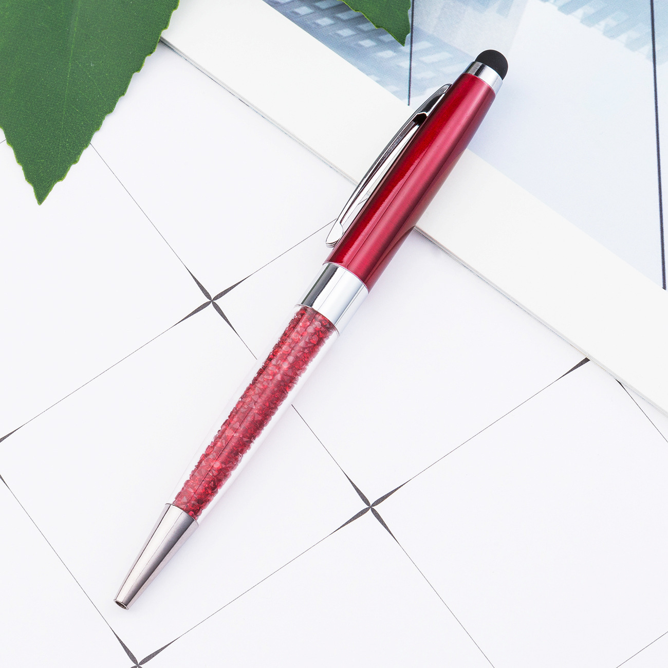 Bolígrafo de cristal de metal rotativo bolígrafo de diamante de escritura de papelería coreana bolígrafo de pantalla táctil