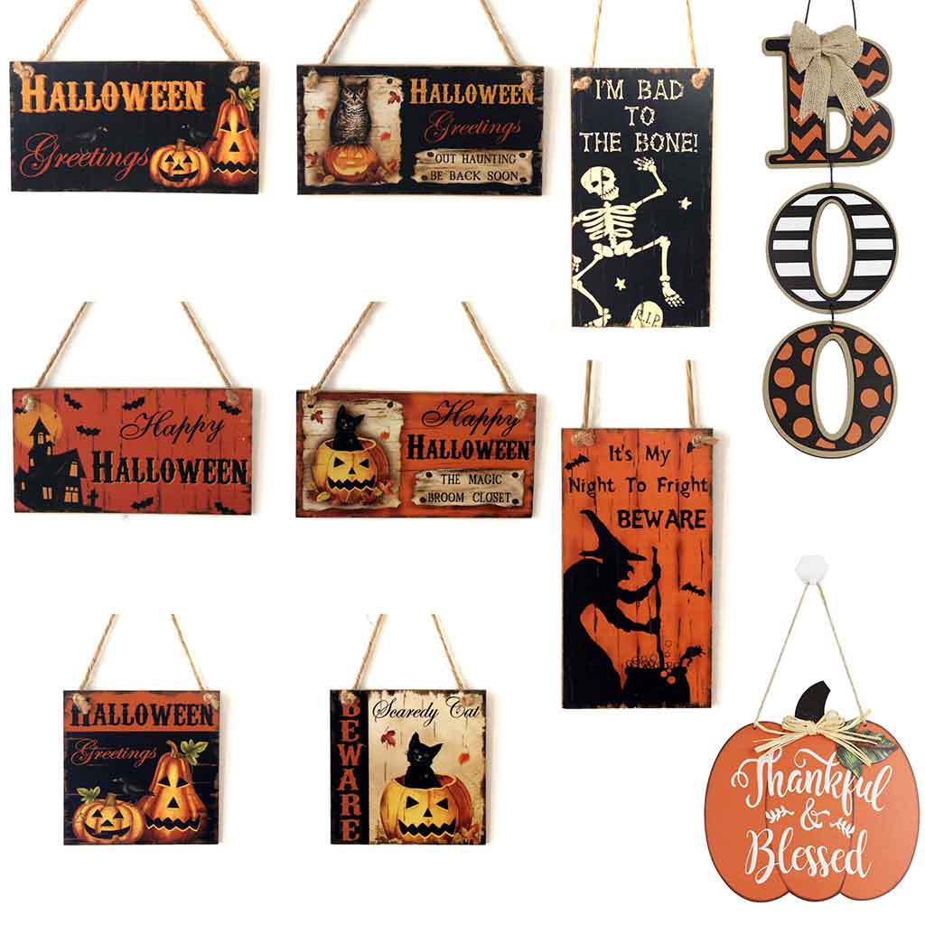 Suministro directo de fábrica de artesanías de madera colgante de madera Halloween fantasma Festival carnaval noche decoración regalo colgante tablero en stock