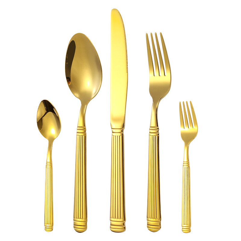 Columna romana vajilla de acero inoxidable cuchillo, tenedor y cuchara juego de 24 piezas hotel restaurante bistec cuchillo, tenedor y cuchara vajilla occidental cuchillo y tenedor