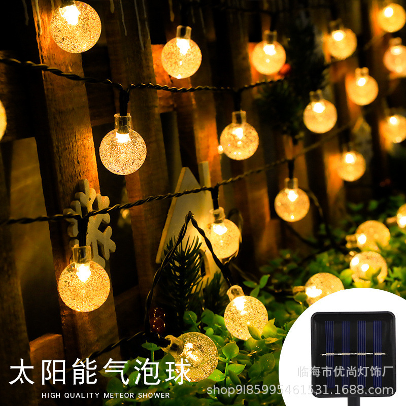 Outdoor solar-powered bubble ball light string, patio/balcony ambient light string, waterproof light strip, garden hanging tree decoration, holiday decoration.