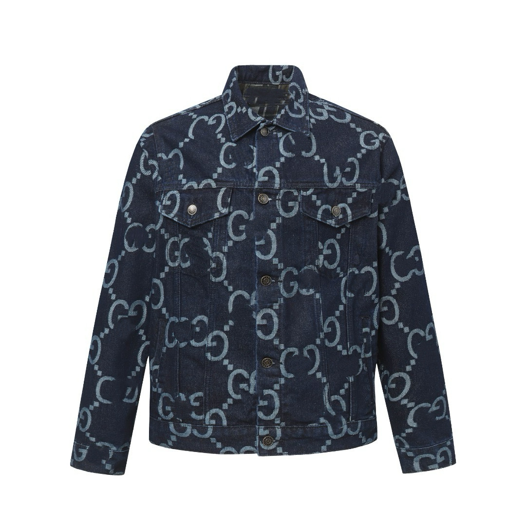 Affordable alternative to the popular pineapple print collection: vintage-style denim jacket and jeans set for men and women, perfect for casual wear
