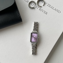 显白熏衣紫长方形手表女款简约气质轻奢小众设计高级感钢带石英表