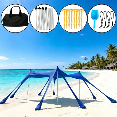 Avtomobil yan çətirləri, Tent Portable Elastic One-Piece - 8-foot-deep-blue-with-4-aluminum-poles-300300200cm-lycra-canopy-tent