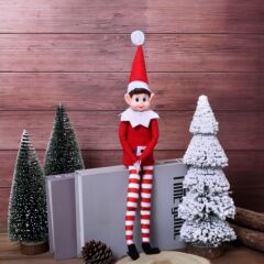 クロスボーダー新製品クリスマス長い鼻と長い脚のエルフ人形人形座り本棚装飾品人形装飾品バッチ
