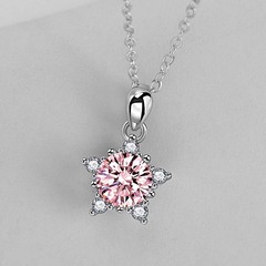DZ125 Star Color Zircon Diamond Pendant for Women, 1 Carat Simulated Diamond Cute Mini Necklace