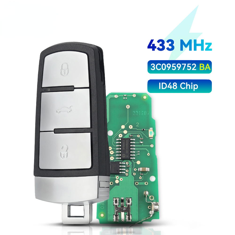 Suitable for Volkswagen 3-Key Smart Remote Control Car Key 3C0959752Ba/Bg Id48/46 433Mhz