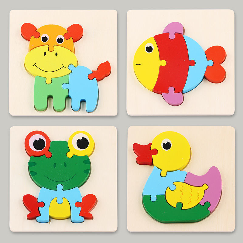 Rompecabezas para niños desarrollo de inteligencia educación temprana 3D de madera tridimensional bebé 1-2 años medio niños y niñas 6 juguetes educativos