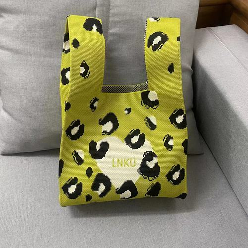 2024 Amazon ebay Korean version wool bag leopard print fashion simple knitted bag shoulder bag tote bag factory