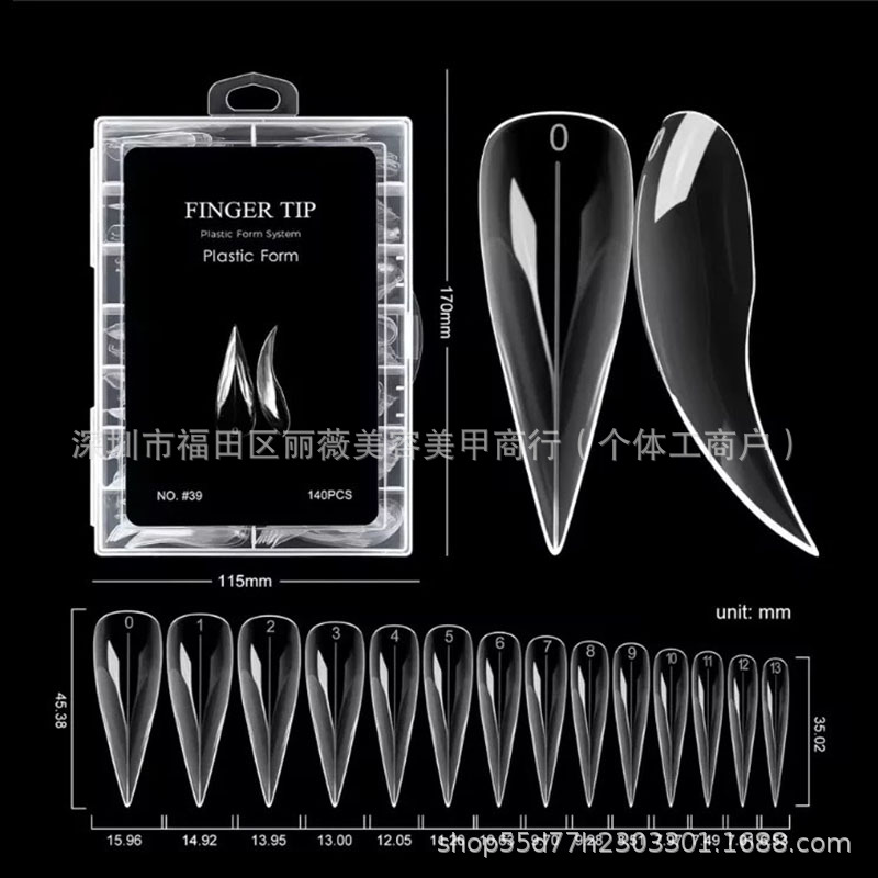 Uña de manicure cristal molde de uñas molde de uñas de almendras escala sin papel molde de uñas de almendras molde de uñas de extensión