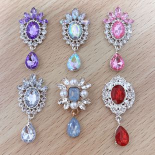 European and American DIY Jewelry Accessories Flower Plate Diamond Buckle Water Drop Pendant Alloy Accessories Brooch Hair Accessories Materials in Stock