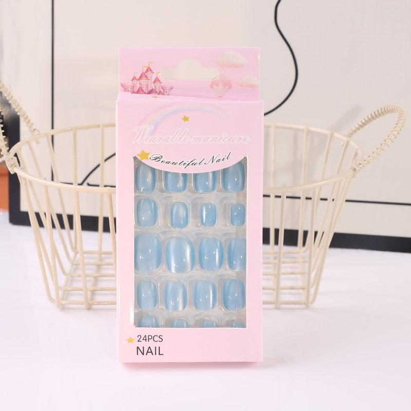 儿童新品穿戴甲多巴胺月光猫眼指甲贴片糖果色甲片贴片|undefined