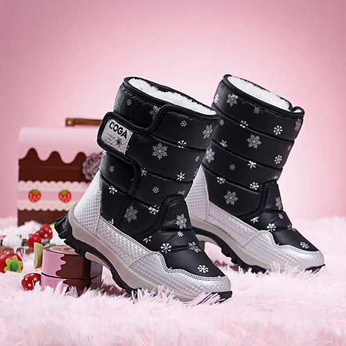 Children's Snow Boots Winter Big Kids Fleece Lined Thick Warm Tall Snow Boots for Boys and Girls Slip-Resistant Cotton Boots