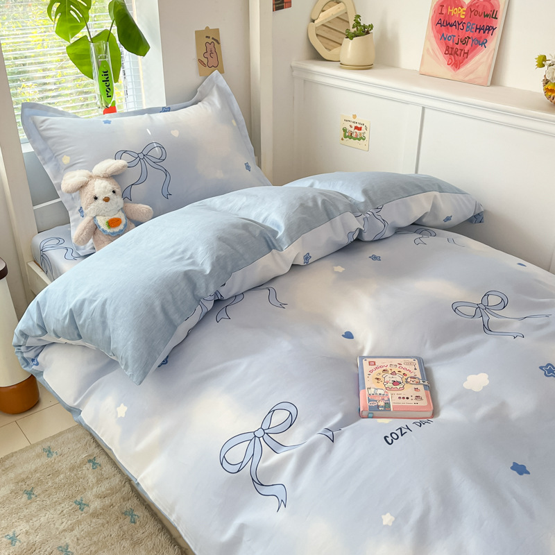 Ropa de cama de tres piezas de algodón para dormitorio de estudiantes universitarios, ropa de cama de algodón, funda de edredón, colchón de seis piezas, bolso de check-in