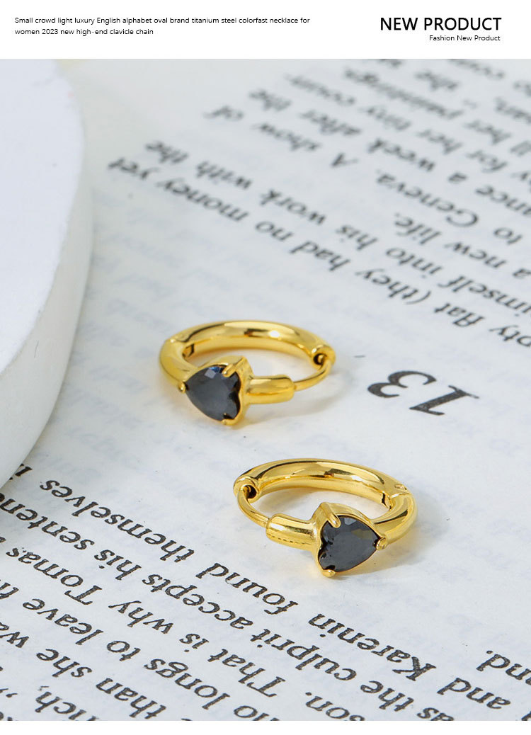 Titanium Steel Material 1 Pair Simple Style Heart Shape Inlay Titanium Steel Zircon Earrings