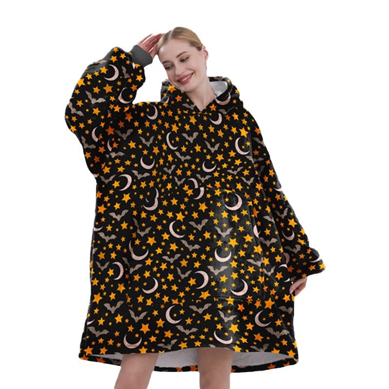 Halloween manta adulto suave franela con capucha bolsa de dormir Wearable Loose capa pijamas hogar