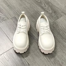 情侣款大头皮鞋夏季潮流透气厚底正装小众低帮增高德比鞋6113