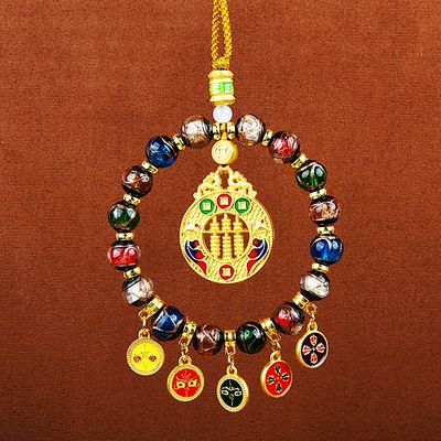Fragrant Grey Glass Five Road God – Car hanging - fragrant-ash-glazed-five-way-god-of-wealth-pisces-abacus