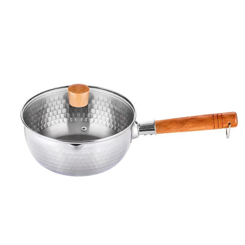 Thickened 304 stainless steel snow pan Japanese style single handle milk pot cooking instant noodles pot baby food supplement pot baby snow pan