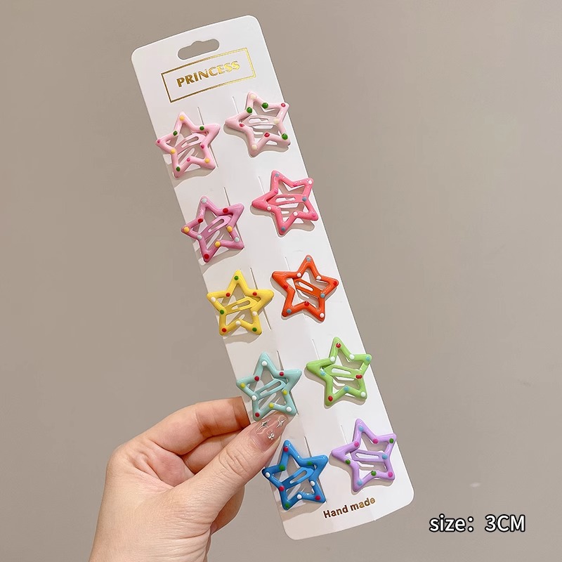 Horquilla de estrella de color dopamina 2025 nueva horquilla de gota de agua de nube para niños flequillo lateral bb clip tocado