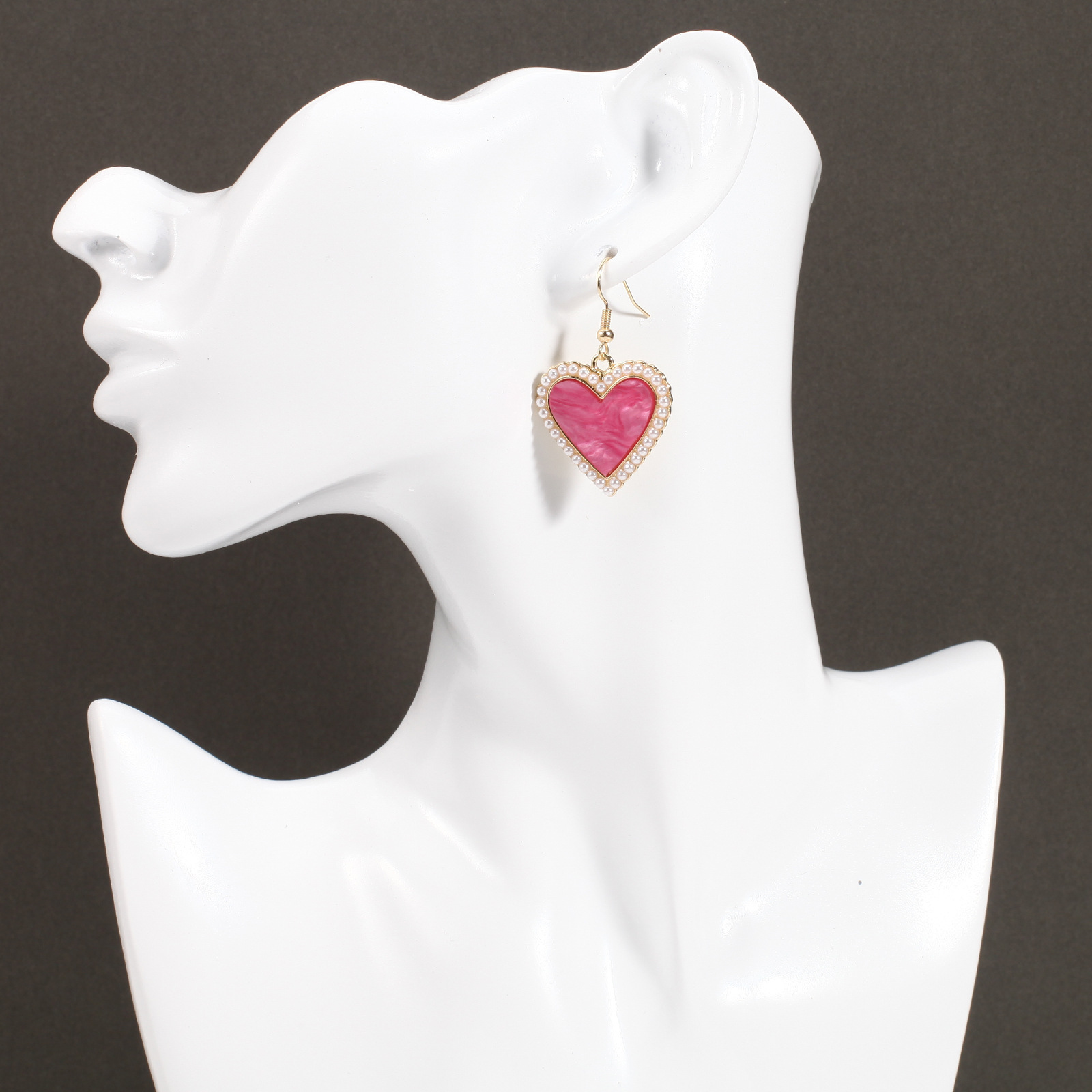 18g Weight Copper Ear Needle Material Rhinestones, Pearl Inlay Material Drop Earrings Classification 1 Pair Quantity Holiday, Daily Occasion Alloy Material Heart Shape Pattern Women's Gender Enamel, Inlay Design IG Style, Sweet Style 1 Pair IG Style Sweet Heart Shape Enamel Inlay Alloy Rhinestones Pearl Drop Earrings 22