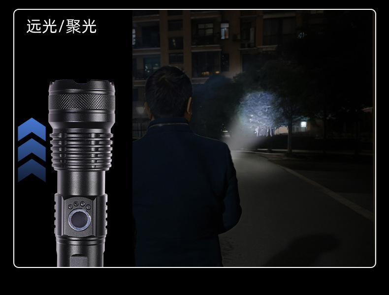 Strong Light Flashlight, Rechargeable, Ultra-Bright, Long-Range Flashlight, Portable, Multi-Functional Outdoor Led Light, Foreign Trade Wholesale