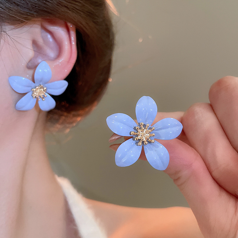 1 Par Dulce Flor Esmalte Aleación Hierro Pendientes display picture 14