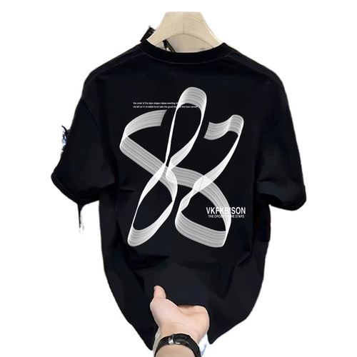 Summer Men's Pure Cotton Five-Button Sleeve Men's Loose White Trendy Half Sleeve Hong Kong Style Mid-Sleeve T-Shirt Short Sleeve T-Shirt