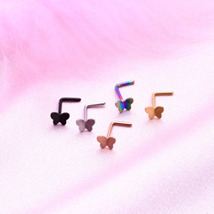 Fresh and Sweet Cross-Border Stainless Steel Animal European and American Small Earrings with Butterfly L-Shank Nose Studs, Hypoallergenic, Body Piercing Accessories