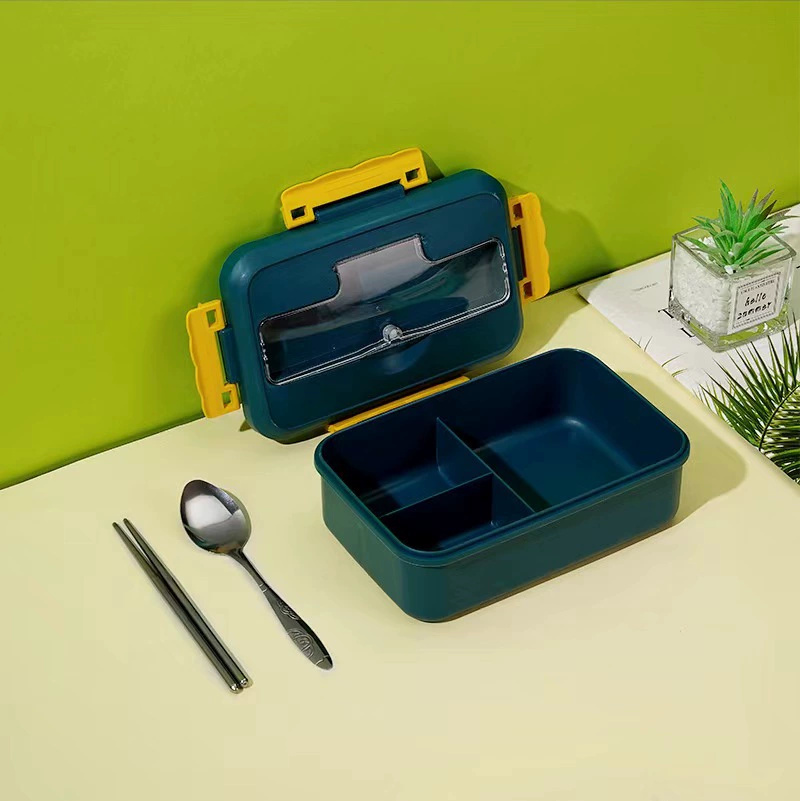 Ланчбокс для студентов Bento, 3 отделения, микроволновый ПП с прибором (ложка/вилка/палочки)