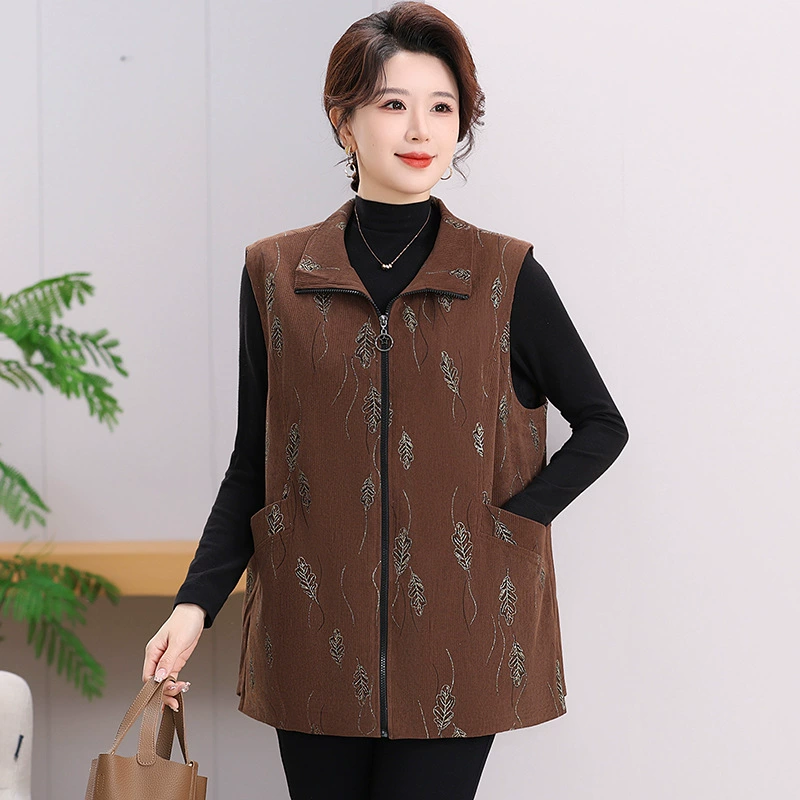 Удлинённый осенний жилет большого размера для мамы, плюс сайз, для среднего возраста