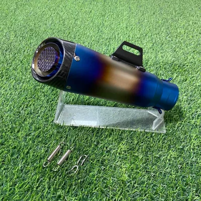 250SR 450SR 250RR — Motorcycle exhaust pipe - three-layer-half-blue-carbon-head-blue-mesh-60mm