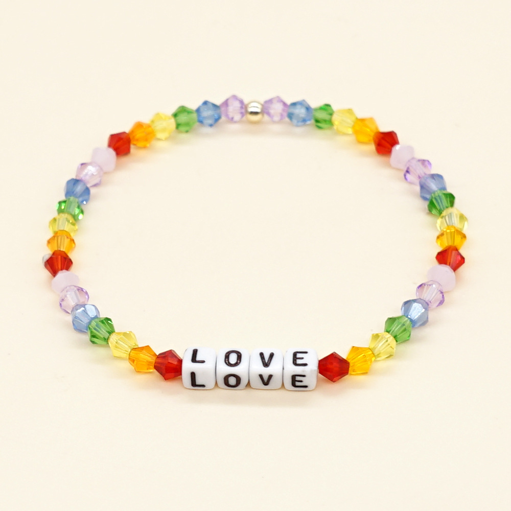 Böhmischer Stil Regenbogen Gemischte Farbe Diamantkristall Handgemachtes Perlenarmband display picture 2