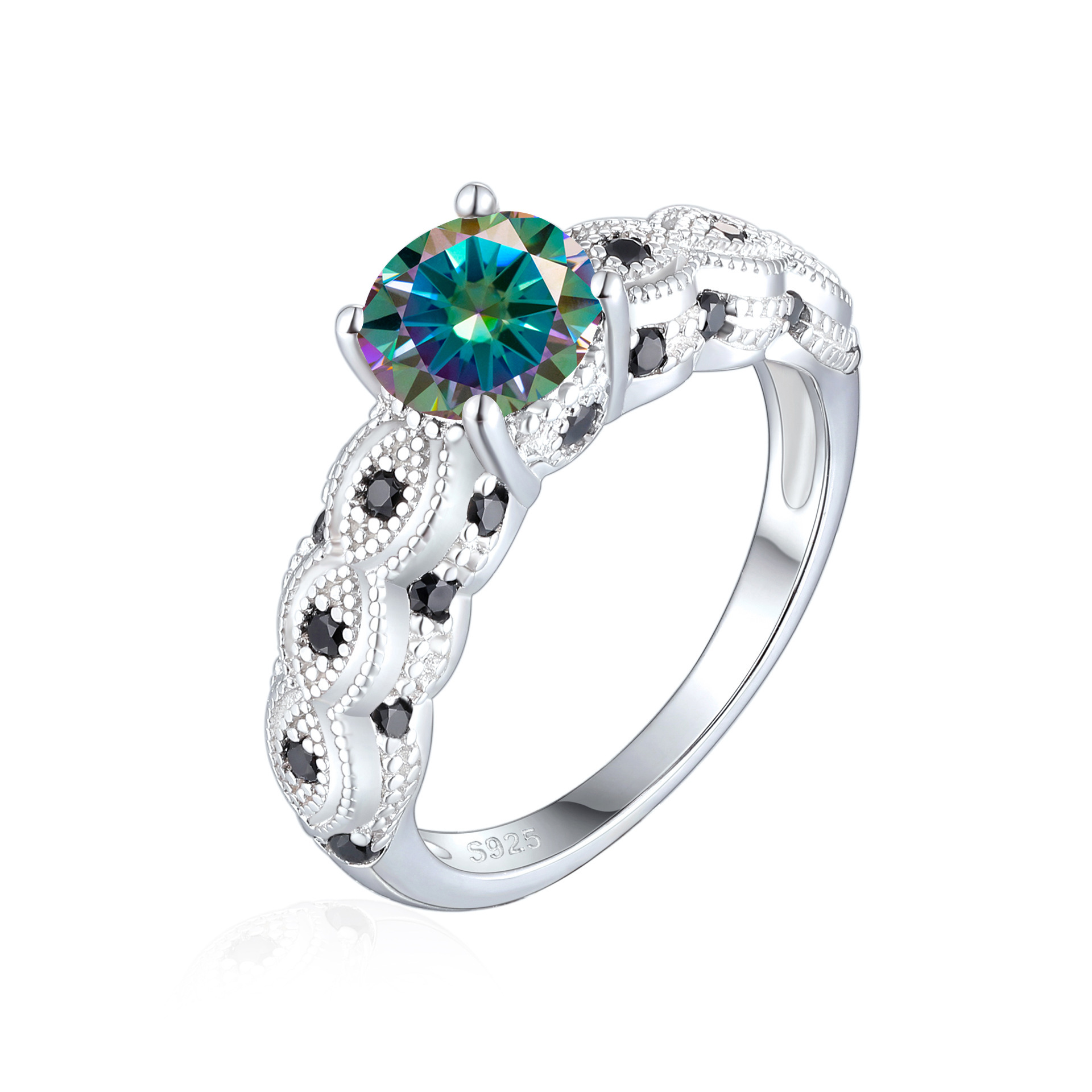 Personalidad de explosión transfronteriza S925 plata esterlina anillo de piedra de moissanita nicho femenino de alto nivel, anillo de moda europea y americana caliente transfronteriza