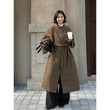 THE MIND羊毛高级感厚实呢子外套女2025冬新款立领毛呢大衣T5823D