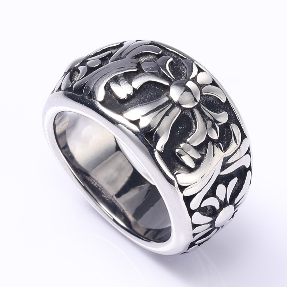 retro fashionable trend ring hip-hop style stainless steel