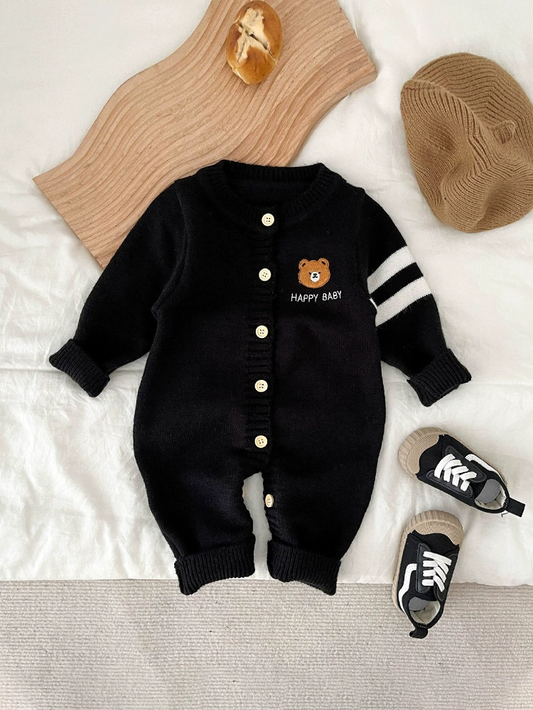Brand children's autumn overall, cute bodysuit, thin sweater, with little bears