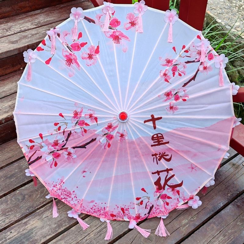 超仙古风伞花瓣三生三世十里桃花伞流苏伞演出花伞油纸汉服花瓣伞|undefined
