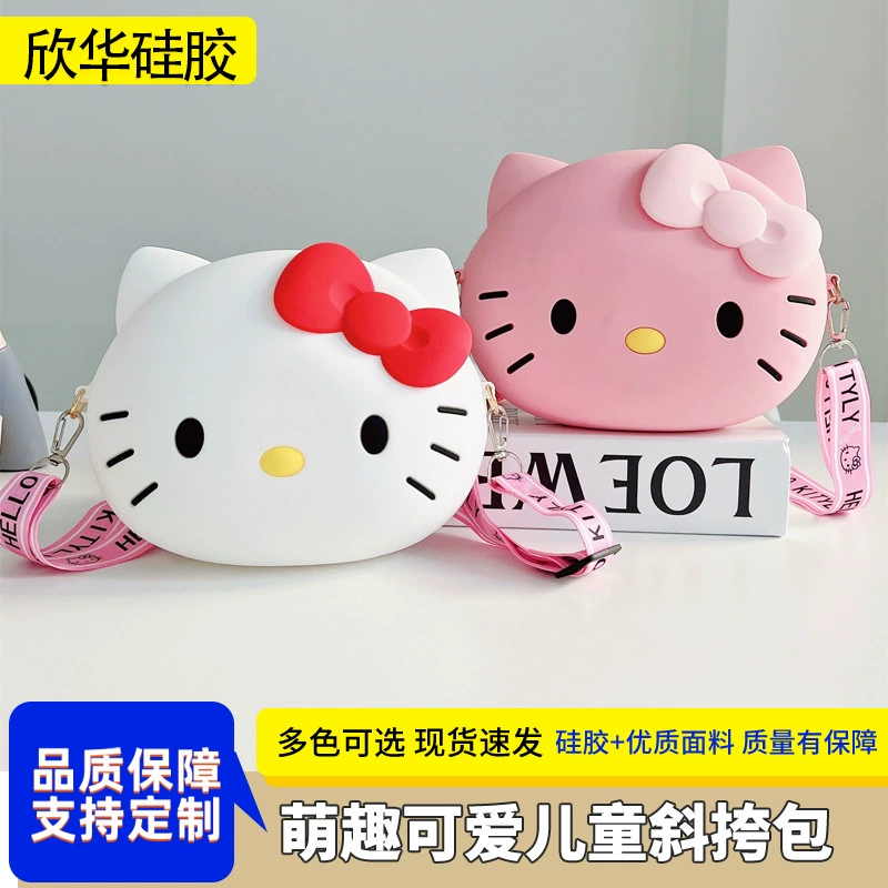 Hello Kitty, мультяшная силиконовая маленькая модная краля, сумка через плечо, кошелек