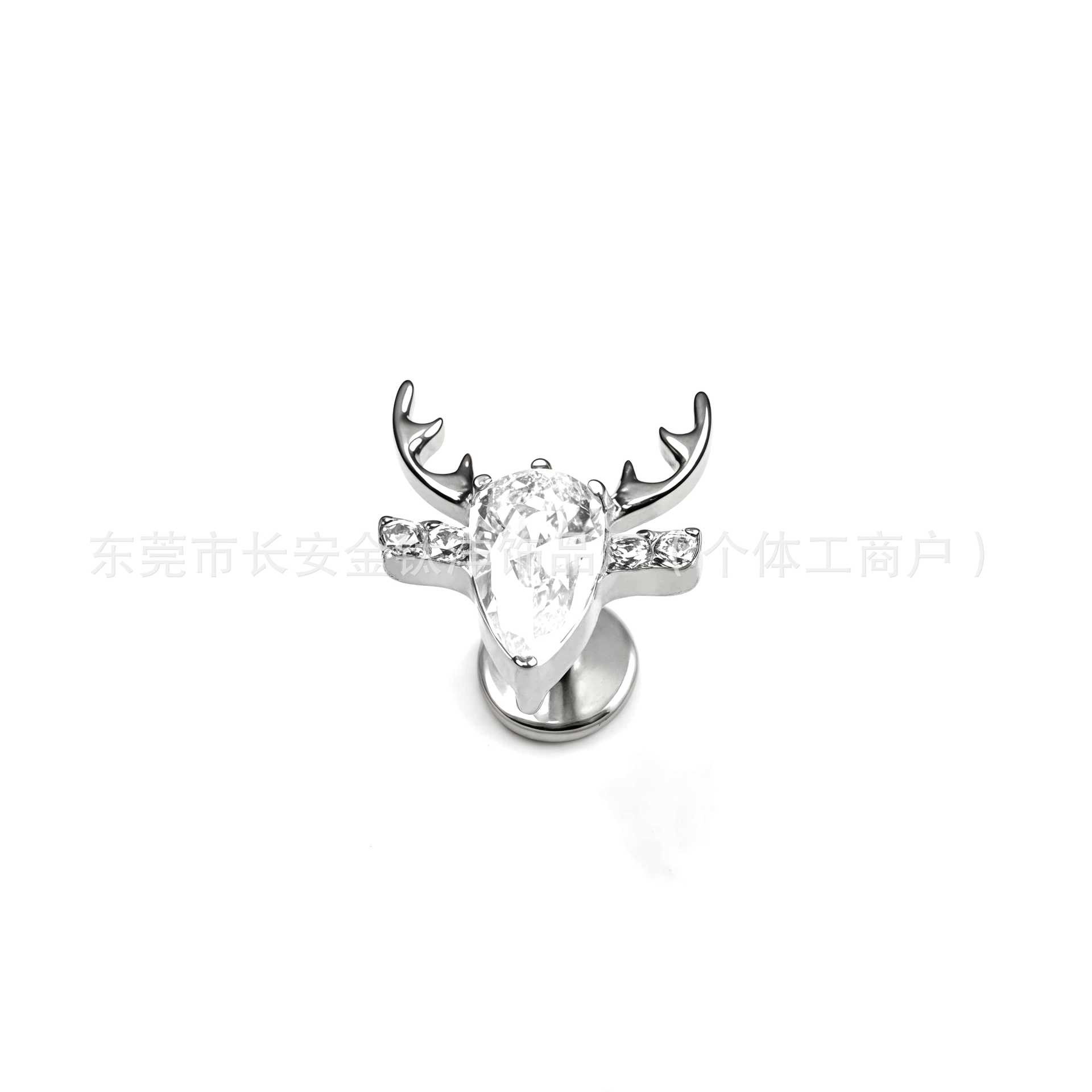 F136 Titanium Christmas Reindeer Antler Earrings with Zircon Inlay, G23 Titanium Alloy Body Piercing Jewelry, Ear Bone Studs detail image 7