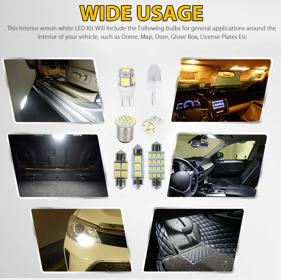 Car LED combination suit 14 28 42pcs T10 indicator width lamp double tip reading lamp license plate lamp indoor