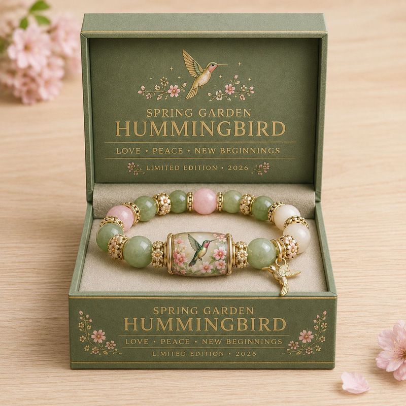 2026 Blessing Bracelet 10mm White Chalcedony Green Aventurine Barrel Beads Golden Hummingbird Bracelet Green Aventurine Hummingbird Bracelet