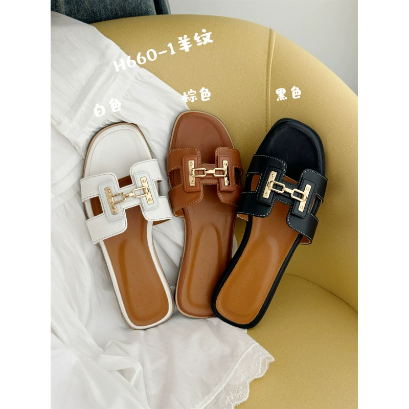 2025 новые женские однотонные шлепанцы для лета, пляжные плоские сандалии с мягкой подошвой, женская обувь