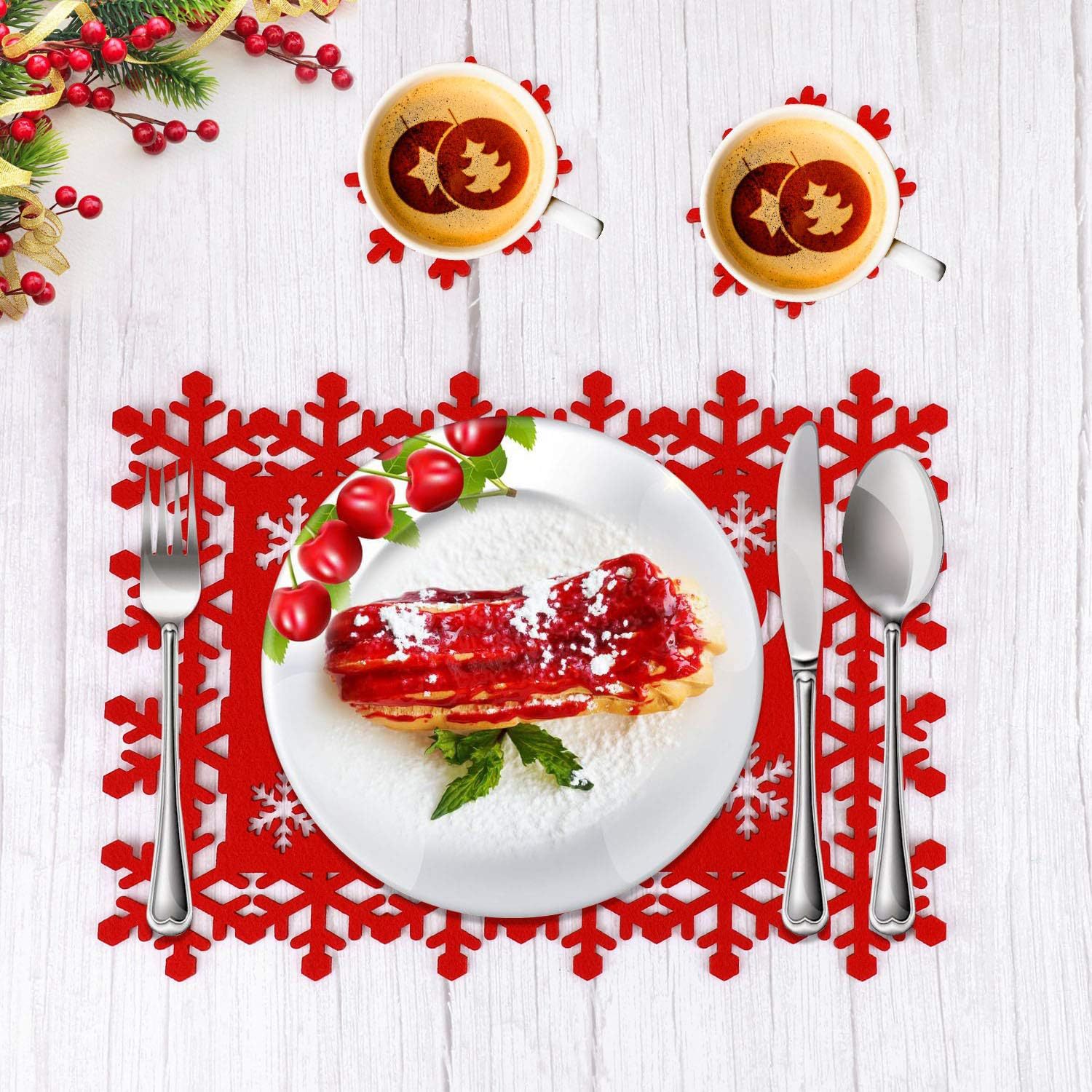 Christmas Placemat And Coaster Set For Dining Table Decor_voghion.com