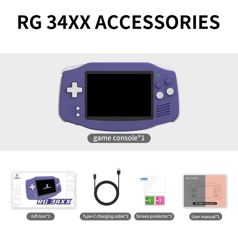 ANBERNIC安伯尼克RG34XX横版3.4寸屏开源复古掌上游戏机跨境热卖|undefined