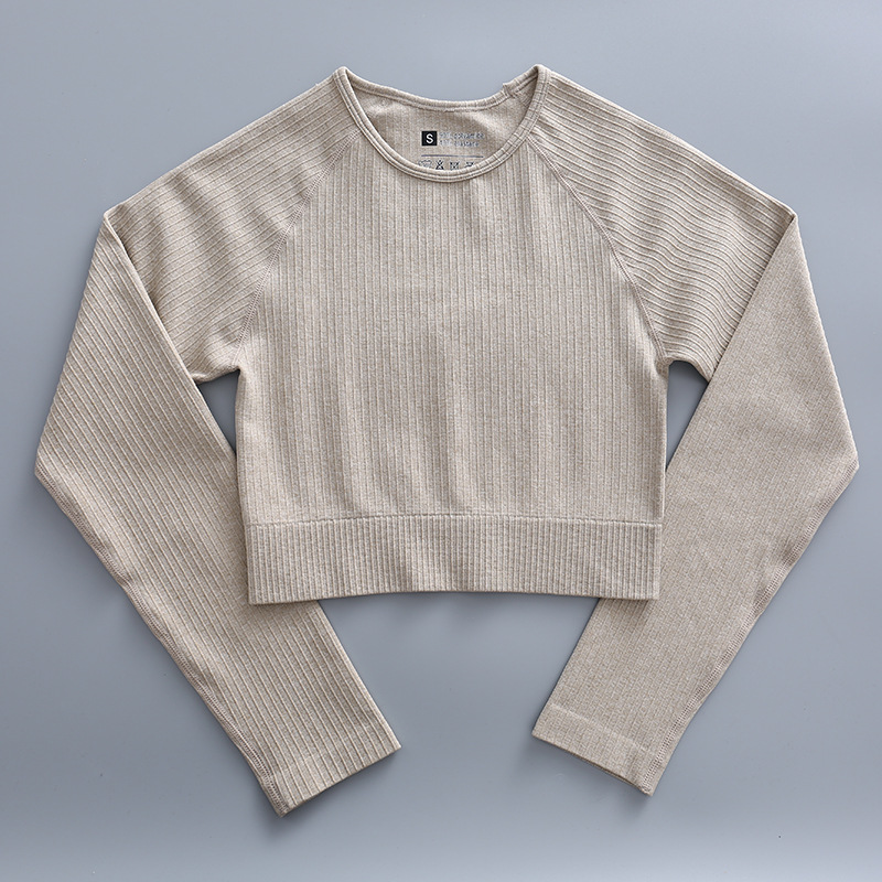 Stram yoga buks vest sport fitness dragt top langærmet sømløs yoga dragt til kvinder_voghion.com