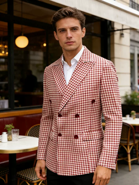 Amazon Europe Men's Clothing Export Trade Cross-Border 2026 European and American Versatile Slim Fit Plaid Casual Suit for Men