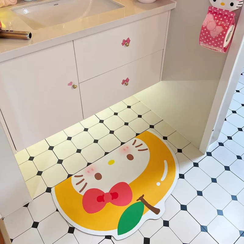 卡通苹果凯蒂猫硅藻泥地垫家用卫生间浴室门口异形吸水防滑脚垫|undefined
